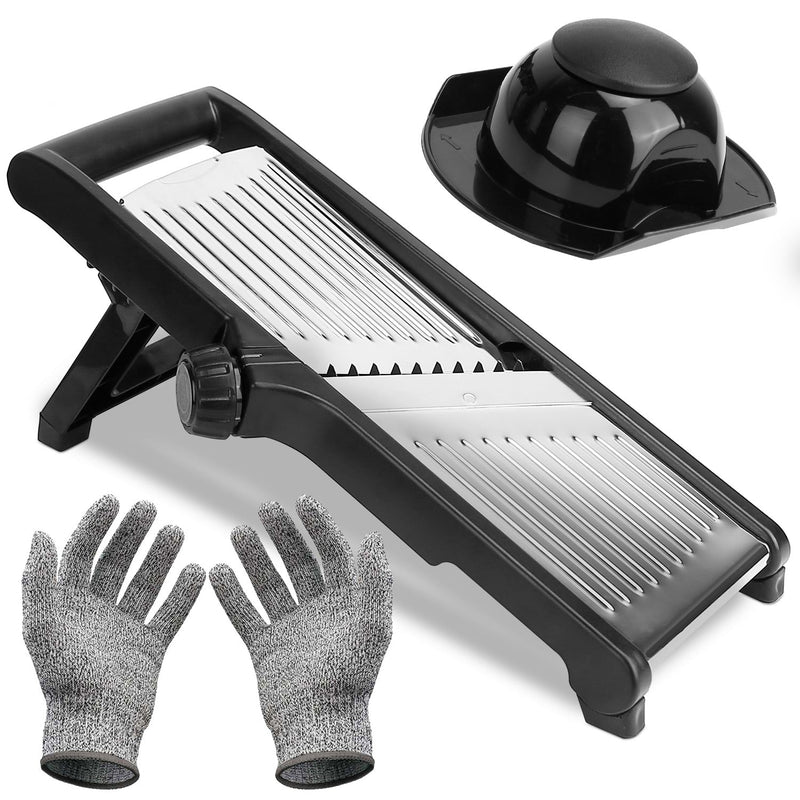1Pc Mandoline Food Slicer Stainless Steel Food Cutter Vegetable Fruit Chopper Grater Peeler Kitchen Julienne Slicer With 5 Adjustable Blades Food Holder