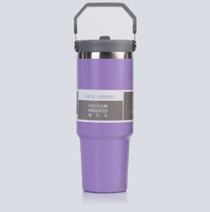 IceFlow Flip Straw Tumbler with Handle – 30 oz | Twist-On Lid & Flip-Up Straw | Leak-Resistant Insulated Stainless Steel Water Bottle | BPA-Free | Rose Quartz