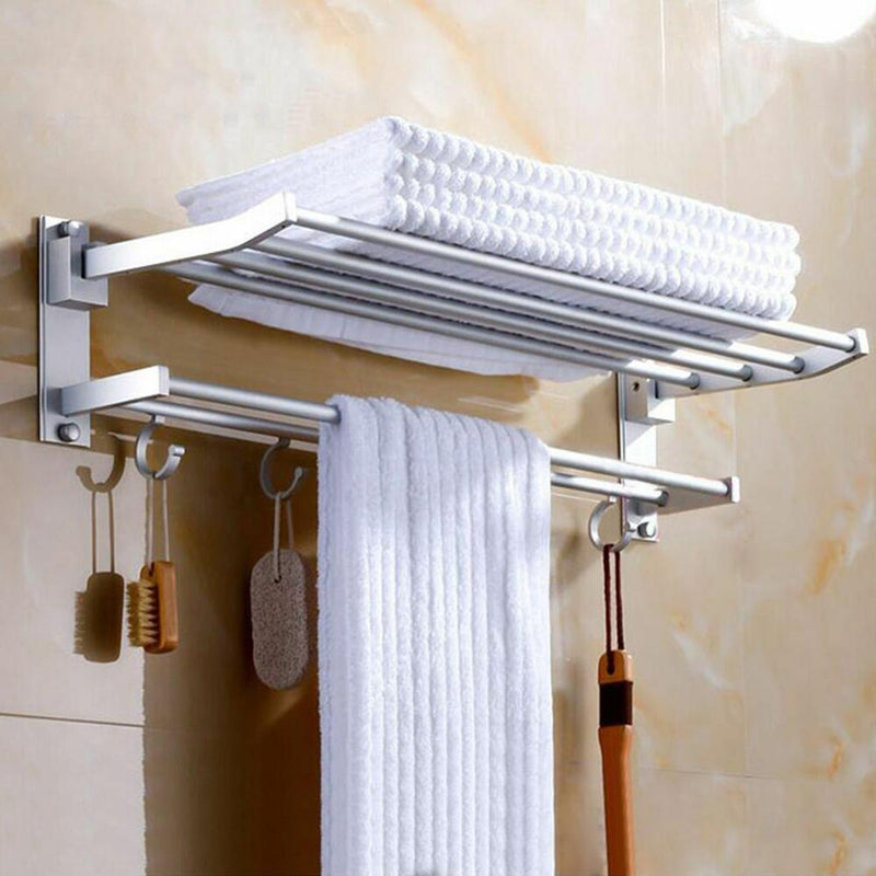 Bathroom Shelf with Towel Rack – Wall-Mounted Storage Organizer for Shower & Toilet