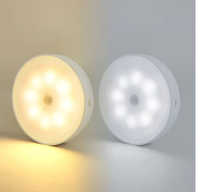 Usb Rechargeable Motion Sensor Light Round Wireless LED Puck Light Kichen Cabinet Lighting Motion Sensor Lamp Night Light