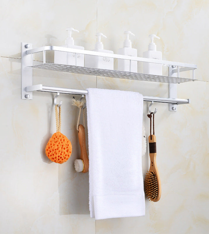 Bathroom Shelf with Towel Rack – Wall-Mounted Storage Organizer for Shower & Toilet
