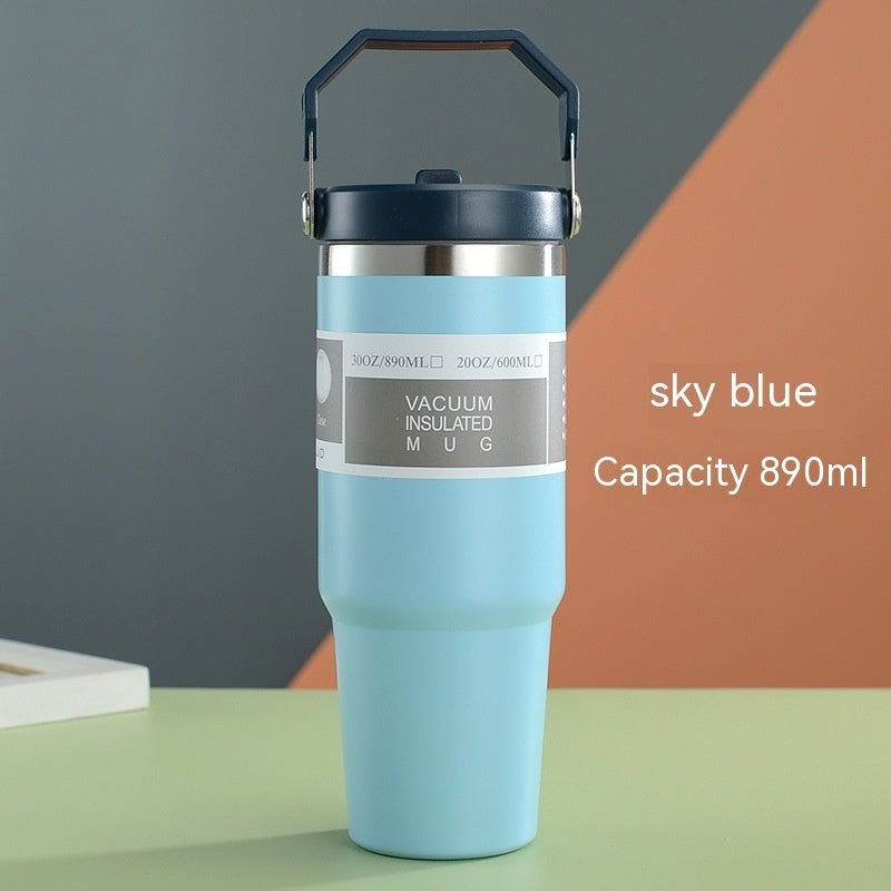 IceFlow Flip Straw Tumbler with Handle – 30 oz | Twist-On Lid & Flip-Up Straw | Leak-Resistant Insulated Stainless Steel Water Bottle | BPA-Free | Rose Quartz