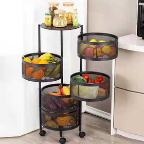 Round Rotating Fruit and Vegetable Rack – 360° Kitchen Storage Organizer
