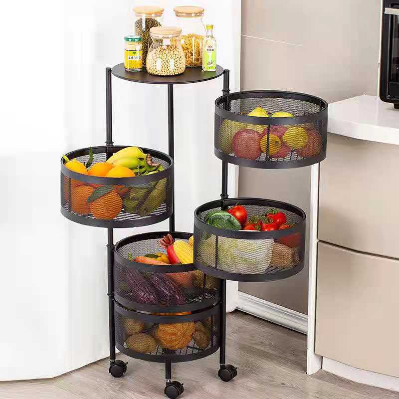 Round Rotating Fruit and Vegetable Rack – 360° Kitchen Storage Organizer