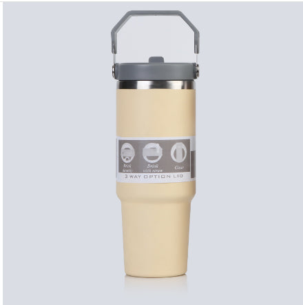 IceFlow Flip Straw Tumbler with Handle – 30 oz | Twist-On Lid & Flip-Up Straw | Leak-Resistant Insulated Stainless Steel Water Bottle | BPA-Free | Rose Quartz