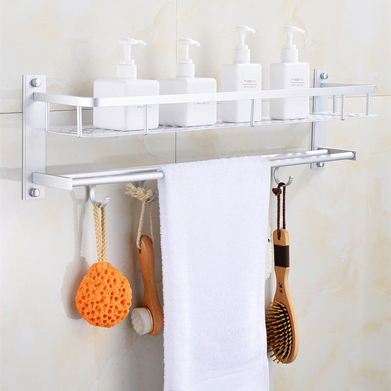 Bathroom Shelf with Towel Rack – Wall-Mounted Storage Organizer for Shower & Toilet