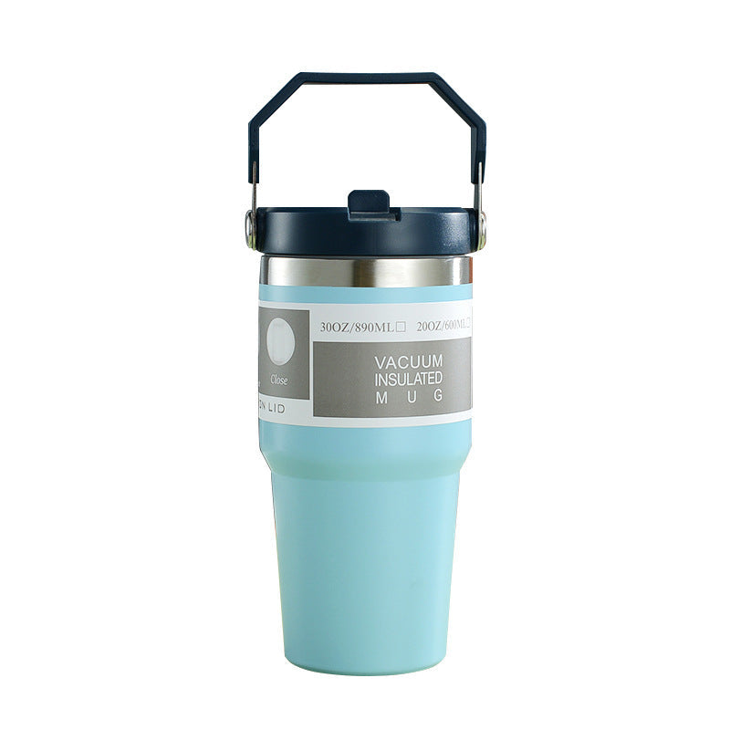 IceFlow Flip Straw Tumbler with Handle – 30 oz | Twist-On Lid & Flip-Up Straw | Leak-Resistant Insulated Stainless Steel Water Bottle | BPA-Free | Rose Quartz