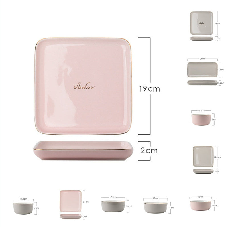 Light Luxury Ceramic Tableware Set – Elegant Couple Dinnerware Collection