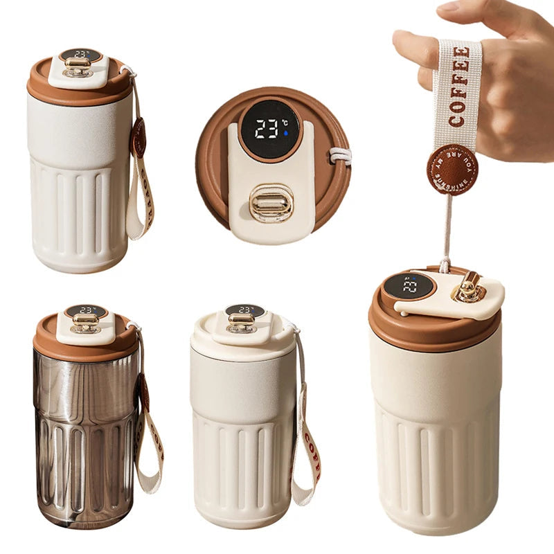 Smart Digital Thermal Bottle with LED Temperature Display – 450ml Insulated Stainless Steel Vacuum Flask | Portable Coffee & Water Mug | Leak-Resistant & BPA-Free