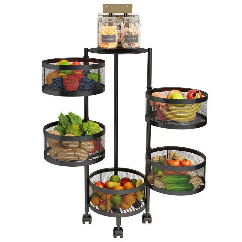 Round Rotating Fruit and Vegetable Rack – 360° Kitchen Storage Organizer