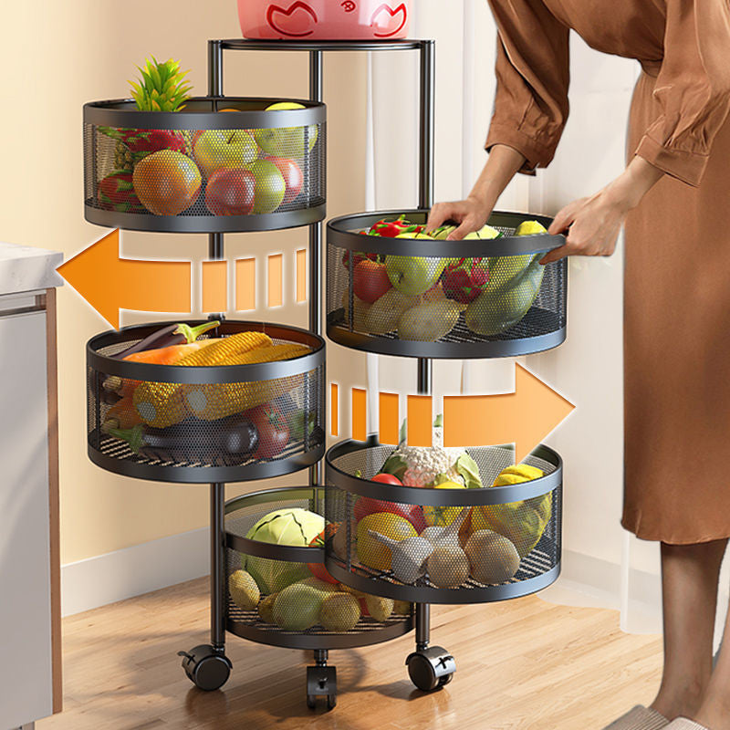 Round Rotating Fruit and Vegetable Rack – 360° Kitchen Storage Organizer