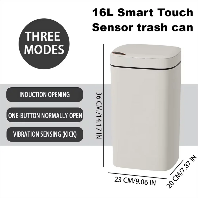 16L Automatic Touchless Trash Bin with Motion Sensor Lid