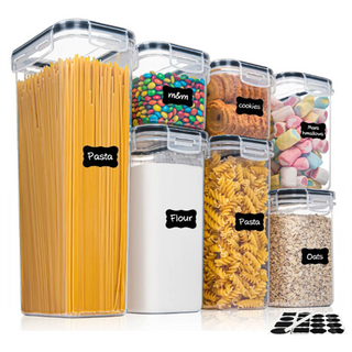 Kitchen 7-Piece Food Containers Set – BPA-Free Airtight Plastic Storage Boxes with Labels & Marker