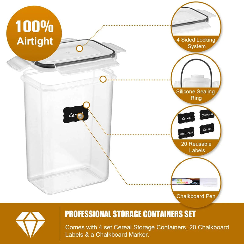 Kitchen 7-Piece Food Containers Set – BPA-Free Airtight Plastic Storage Boxes with Labels & Marker