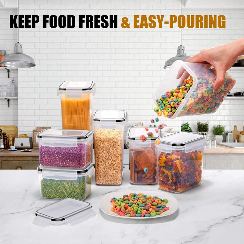 Kitchen 7-Piece Food Containers Set – BPA-Free Airtight Plastic Storage Boxes with Labels & Marker