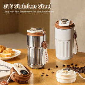 Smart Digital Thermal Bottle with LED Temperature Display – 450ml Insulated Stainless Steel Vacuum Flask | Portable Coffee & Water Mug | Leak-Resistant & BPA-Free
