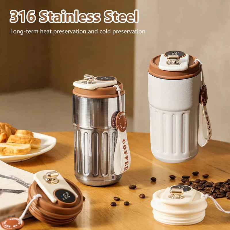 Smart Digital Thermal Bottle with LED Temperature Display – 450ml Insulated Stainless Steel Vacuum Flask | Portable Coffee & Water Mug | Leak-Resistant & BPA-Free