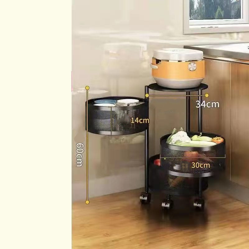 Round Rotating Fruit and Vegetable Rack – 360° Kitchen Storage Organizer