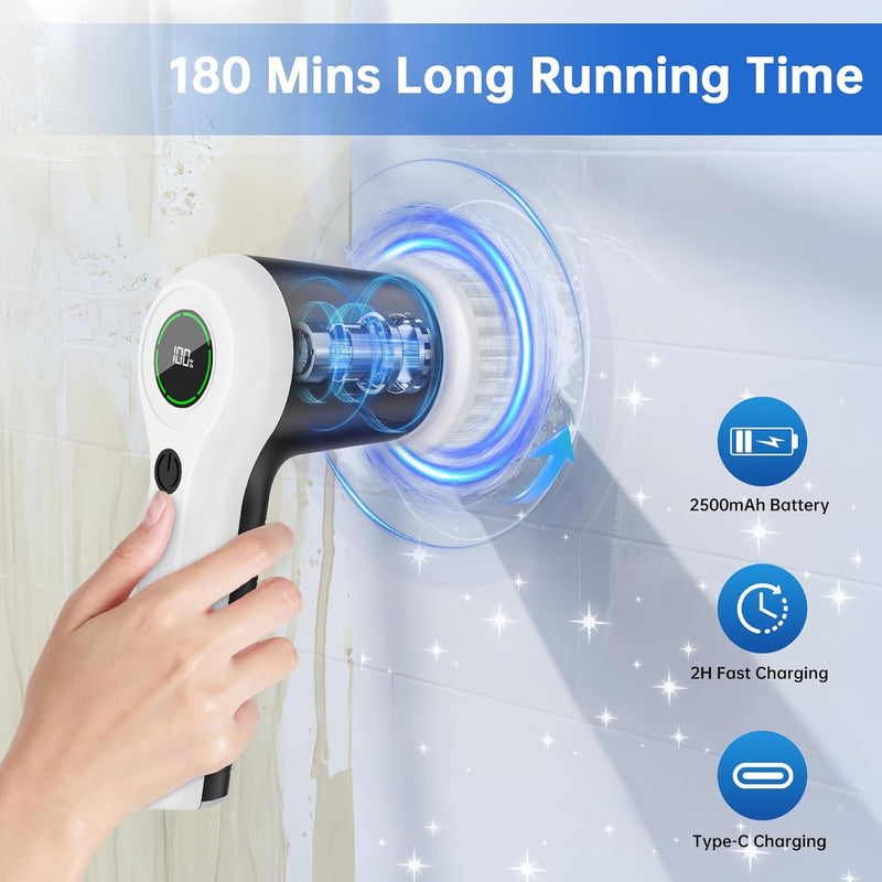 Multifunctional Smart Display Electric Cleaning Brush Wireless Kitchen Sink Cleaning Brush Waterproof Electric Pot Brush Cleaning Tool