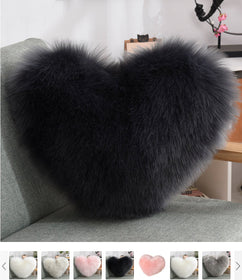 Throw Pillows Heart Shape Long Plush Fluffy Shaggy Cushion Cover Sofa Cushions Decorative Pillow Covers Pillowcase White