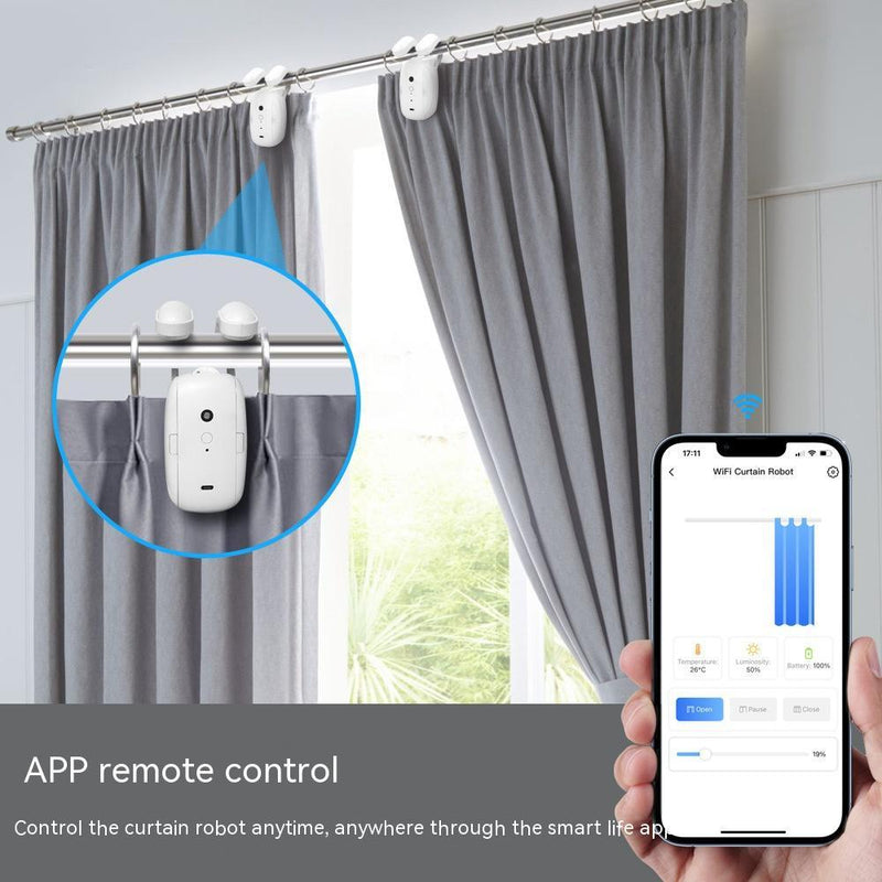 WiFi Smart Curtain Robot – Intelligent Electric Curtain Companion for Roman Rods