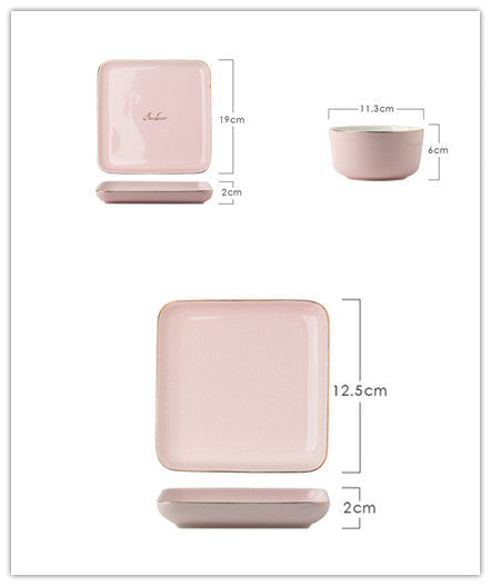 Light Luxury Ceramic Tableware Set – Elegant Couple Dinnerware Collection