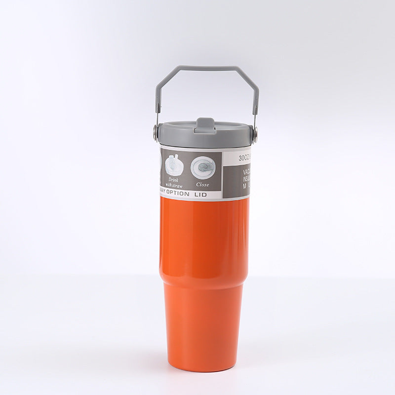 IceFlow Flip Straw Tumbler with Handle – 30 oz | Twist-On Lid & Flip-Up Straw | Leak-Resistant Insulated Stainless Steel Water Bottle | BPA-Free | Rose Quartz