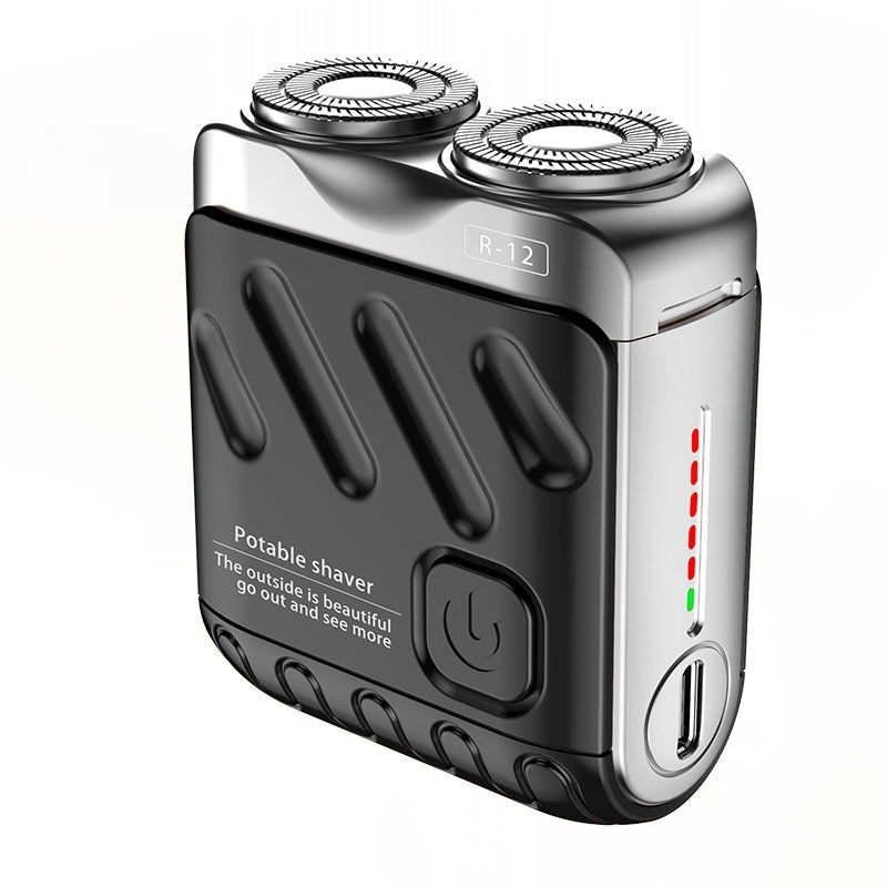 Portable Rotary Dual Ring Electric Shaver Men Travel Mini Shaver Double Floating Magnetic Blade Head Rechargeable Pocket Razors