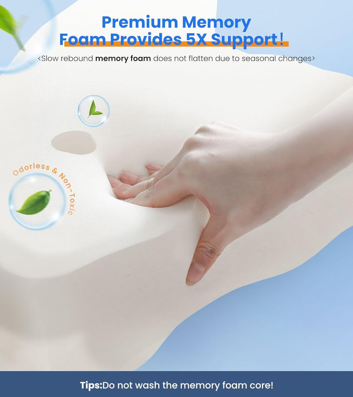 Cooling Memory Foam Pillow for Adults – Breathable Summer Sleep Support